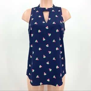 Mud Pie Navy Watermelon Print Tank Top Size Small
